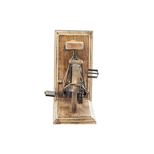 Deco 79 Wooden Bike Decorative Bookends Non Skid Bookends, Set of 2 Office Bookends7"W, 9"H, Brass