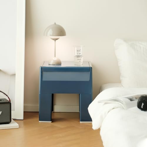 Nightstand Bedside Table with Storage Space, Multifunctional Colorful Plastic End Table Small Side Table for Bedroom, Dorm and Small Spaces, Easy Assembly(14.7" D x 11.8" W x 15.8" H, Blue) - color: Blue