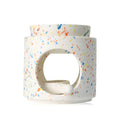 Ceramic Fragrance lamp with Tea Light Holder | Aroma lamp | Scented Oil and Scented Wax Diffuser | H*11cm ø10cm Removable Bowl | Grooved Surface (Multicolor) - color: Multicolor