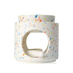 Ceramic Fragrance lamp with Tea Light Holder | Aroma lamp | Scented Oil and Scented Wax Diffuser | H*11cm ø10cm Removable Bowl | Grooved Surface (Multicolor) - color: Multicolor