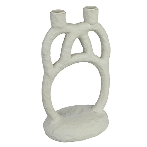 Bloomingville Modern Sculptural Double, Ivory Taper Candle Holder