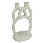 Bloomingville Modern Sculptural Double, Ivory Taper Candle Holder