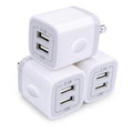 Wall Charger,USB Brick 3Pack 2.1A/5V Dual Port USB Plug Charger Cube Power Adapter Fast Charging Block for iPhone 17 16e 16 15 14 13 12 Pro Max 8 7 6 Plus 5S,iPad,Samsung Galaxy S8 S7 S6,Android Phone - color: White