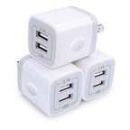 Wall Charger,USB Brick 3Pack 2.1A/5V Dual Port USB Plug Charger Cube Power Adapter Fast Charging Block for iPhone 17 16e 16 15 14 13 12 Pro Max 8 7 6 Plus 5S,iPad,Samsung Galaxy S8 S7 S6,Android Phone - color: White