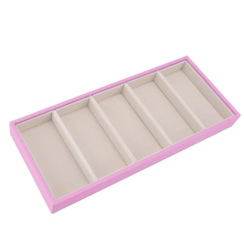 HERCHR Sunglass Organizer, Pink Velvet Glasses Tray 5 Grids Stackable Display Case for Women Glasses Jewelry Display Watch - color: Pink
