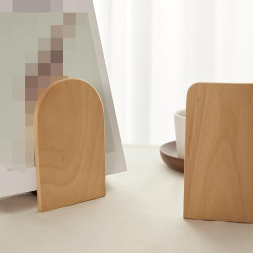1 Piece Book End Wooden Bookend L-Shaped Books Holder Stand Organizer Square Head Decorative Bookends Book Stopper Divider Bookend Organizer for Home Library Office, Small