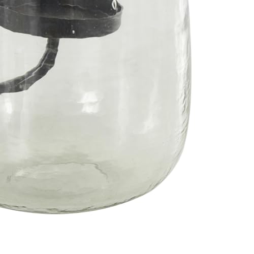 Deco 79 Glass Decorative Candle Holder Candle Stand with Black Metal Accents, Candlestick Holder 6" x 6" x 9", Clear - size: 6" x 6" x 9"