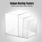 Clisela 3pcs Acrylic Cube Display Stands Box Risers with Hollow Bottoms, Food Risers for Buffet Table, Decorative Display Stand Shelf for Dessert Collectibles Jewelry Figures Show - Clear 6" 7" 8" - size: (6,7,8)"- Clear