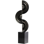 Deco 79 Crystal Geometric Decorative Sculpture Abstract Two-Tone Home Decor Statue with Stacked Semi Circles, Accent Figurine 5" x 4" x 18", Black