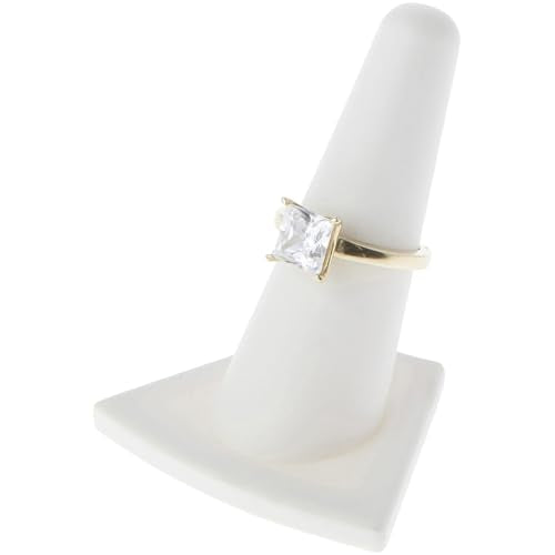 Plymor White Rubber Ring Finger Display, Single on Triangular Base, 2" W x 1.625" D x 2.125" H - color: White