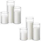 Shihanee Set of 6 Pillar Candles with Glass Cylinder Vases Clear Cylinder Hurricane Candleholders for Slim Tall Pillar Candles Wedding Table Centerpieces(3'' X 5.9", 7.9", 9.8",White) - color: White, size: 3'' X 5.9", 7.9", 9.8"