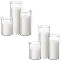 Shihanee Set of 6 Pillar Candles with Glass Cylinder Vases Clear Cylinder Hurricane Candleholders for Slim Tall Pillar Candles Wedding Table Centerpieces(3'' X 5.9", 7.9", 9.8",White) - color: White, size: 3'' X 5.9", 7.9", 9.8"