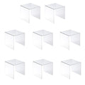 Jusalpha® 8 PC 4'' Clear Acrylic Risers, Acrylic Display Risers Shelf Showcase Fixtures for Jewelry, Display Stand for Amiibo Funko POP Figures, Cupcakes, Food Display, Cabinet- Lot of 8 (4x4x4 Inches) - size: 4x4x4 Inches
