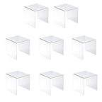 Jusalpha® 8 PC 4'' Clear Acrylic Risers, Acrylic Display Risers Shelf Showcase Fixtures for Jewelry, Display Stand for Amiibo Funko POP Figures, Cupcakes, Food Display, Cabinet- Lot of 8 (4x4x4 Inches) - size: 4x4x4 Inches