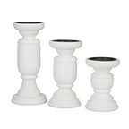 Deco 79 Mango Wood Turned Style Pillar Candle Holder, Set of 3 10", 8", 6"H, White - color: White, size: 3 PIECES SMALL SIZE