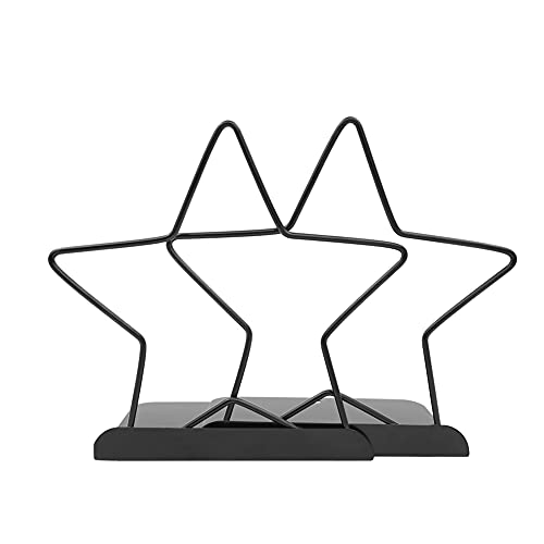 Fashion Star Bookend Non-Skid Metal Book Ends Book Stands for Home Shelves School Office Decoration Kids Study Gift (Black) - color: Black