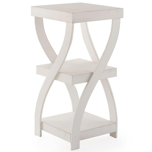 The Lakeside Collection Distressed Twisted Wood Accent Table - Distressed White - color: Distressed White