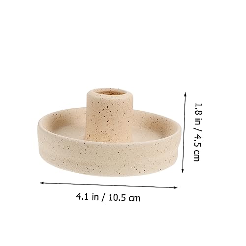 Ipetboom Modern Minimalist Ceramic Taper Candlestick Holder for Home Decor Stable Desktop Candle Holder for Living Bedroom Study Beige Centerpiece for Wedding and Festive Table Decoration