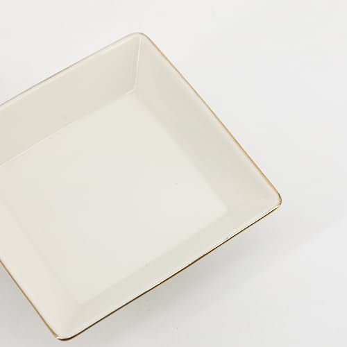 COLLECTIVE HOME - Ceramic Jewelry Tray, Decorative Geometric Jewelry Dish, Luxurious Trinket Tray with High Base, Birthday Mother's Day for Women (Square Glossy Gold) - color: Square Glossy Gold