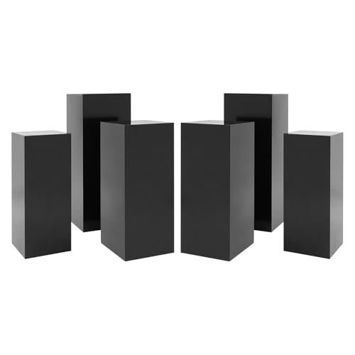 3/6 PCS Square Tall Pedestal Stand Metal Square Pedestal Stand Tall Pedestals Cake Stands for Party Wedding Birthday (Black, 6Pcs) - color: Black, size: 6Pcs