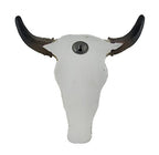 Zeckos Tribal Design Carved White Bull Skull Wall Hanging