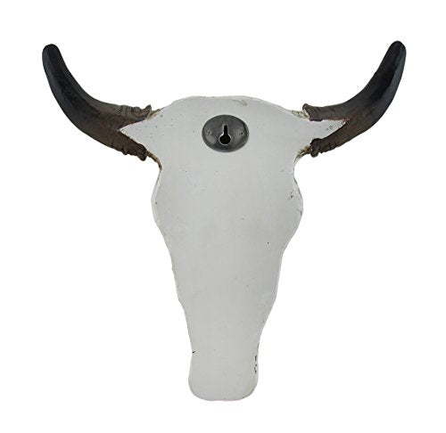 Zeckos Tribal Design Carved White Bull Skull Wall Hanging