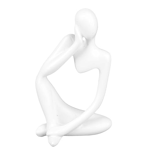 Abstract Thinker Statue | Synthetic Home Accent for Living Room/Office Desk/Bookshelf | Hollow Design Art Sculpture Collectible Present (White Right) - style: White Right
