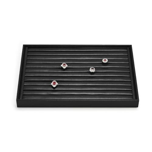 11 Slots PU Leather Jewelry Tray, Ring Display Tray, Earring Display Tray for Rings Earrings Coins Storage Display (Black) - color: Black, size: 11 Slot