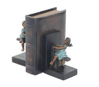 Deco 79 Polystone People Bookends with Swing Set, Set of 2 5"W, 8"H, Brown