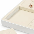 Oirlv Microfiber Jewelry Tray Showcase Display Necklace Bracelet Ring Showcase Display Empty Plate(Beige) - color: Base Tray P13425