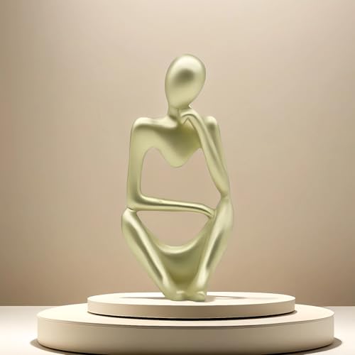 Abstract Thinker Sculpture Bookends - Modern Bookshelf Decor for Home Office, Aesthetic Resin Statue Bookend Holder for Desk, Coffee Table - Reading Art Decor Gift for Book Lovers-A - color: Gold, size: Left