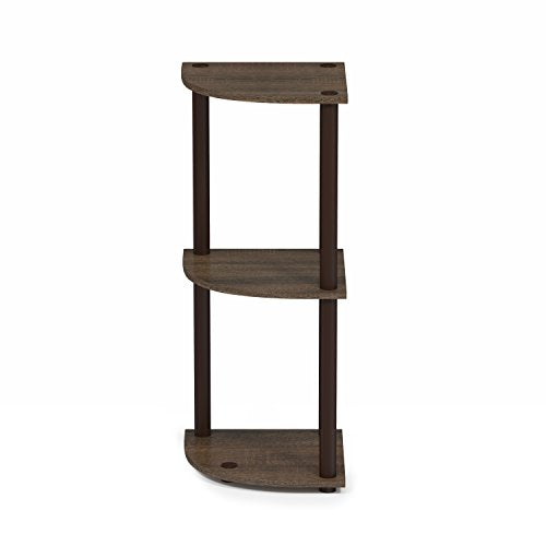Furinno TURN-N-TUBE Corner Shelf, 3-Tier Corner Bookshelf, Display Storage Shelves with Open Shelves, for Organization and Storage, Living Room, Home Office, Garage, Walnut - color: Walnut/Brown, size: 3-Tier Round Tube