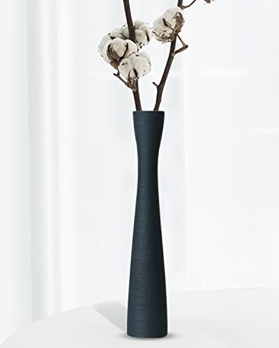 16.5 Inch Tall Skinny Ceramic Flower Vase, Dark Gray, 100% Handmade, Excellent Quality, Ideal for Home Decoration, Wedding, Birthday, Event, Centerpiece, Table, Floor Vase - color: 16.5inch&grey