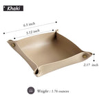 Leather Valet Tray, Small Catchall Tray, Desktop Storage Organizer, EDC Dump Tray for Key, Phone, Jewelry, Wallet, Coin, Watch (Khaki-S) - color: Khaki