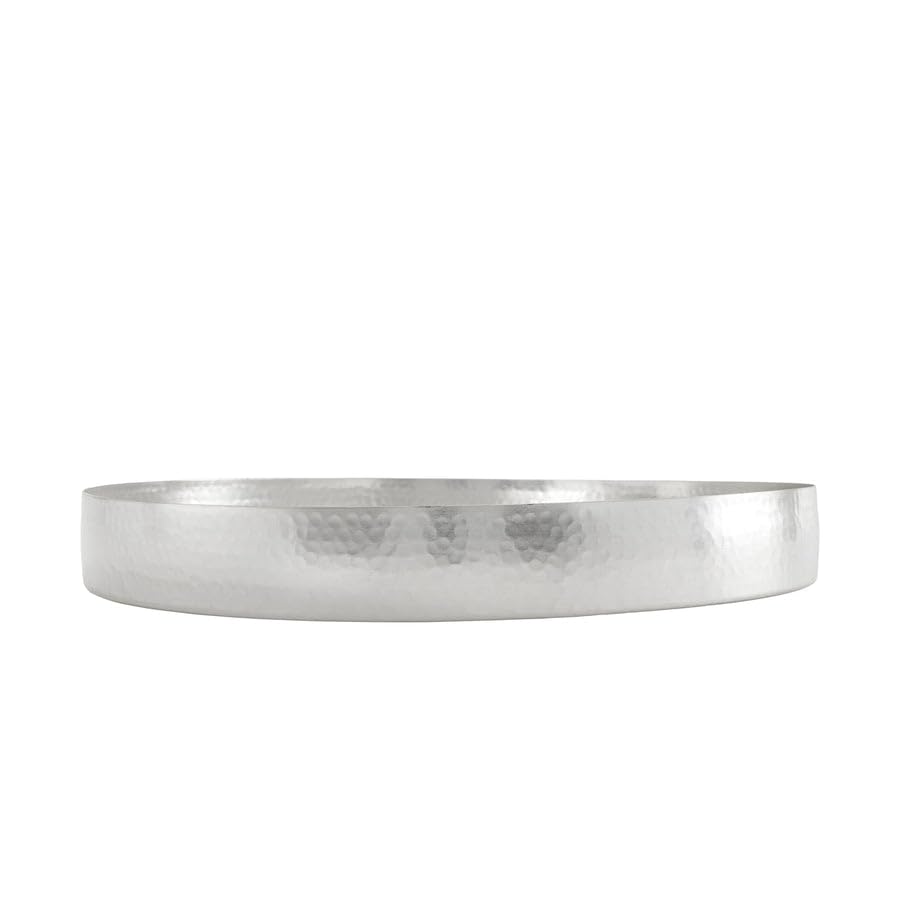 Temari Hammered Silver Round Serving Tray – Elegant Metal Platter for Appetizers, Desserts, Fruit, and Entertaining