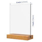 5x7 Inch Acrylic Sign Holder with Wood Base Vertical and Slant Displays(3 Pack 5*7") - size: 3 Pack 5*7"