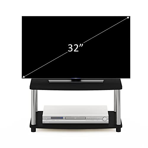 Furinno Turn-N-Tube No Tools 2-Tier Elevated TV Stand, Stainless Steel Tubes, Americano/Chrome, 13191AMSS - color: Americano/Chrome, size: 2-Tier