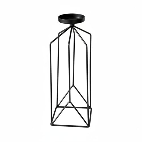 predolo Iron Art Candle Holder Minimalist Nordic Design Candlestick Modern Design Geometric Metal Candlestick for Mantelpiece, Black, L - color: Black, size: Large