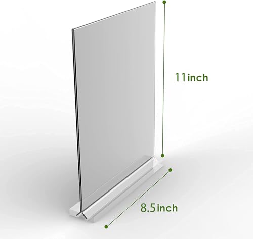 KOOLDE Acrylic Sign Holder 8.5x11 Inches 2 Pack T Shape Desktop Display Stand Vertical Double Sided Clear Table Menu Flyer Holder for Restaurants, Office, Shop, Wedding - color: 2 pack