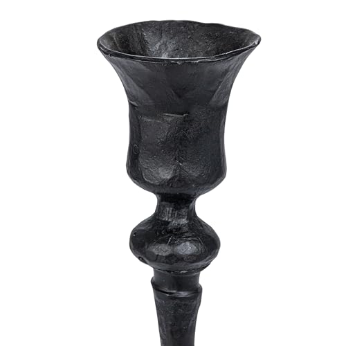 Creative Co-Op Tall Decorative Hand-Forged Metal Taper Holder, Black - size: 4" Round x 20"H