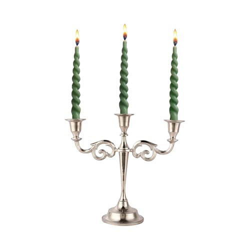 Rely+ 3 Arm Candelabra Taper Candle Holders Decorations Indoor Kitchen Décor Table Candles Candlestick Candelabra Centerpiece (Silver) - color: Silver, size: 3 Arm