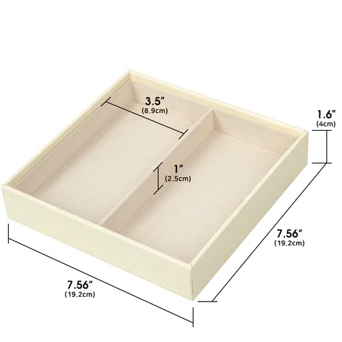 JACKCUBE Design Leather Valet Tray, Catchall Storage Women Vanity Nightstand Tray for Keys, Phones, Jewelry, Makeup, Perfume, Watches (Ivory) - MK1092B - color: Ivory- 2 Compartment