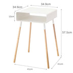 YAMAZAKI Home Plain Side Table with Open Storage Shelf, Rectangular Accent Space Saving Living Room Bedroom Couch End Table - Tall, 23" - Steel + Wood - color: White, size: Tall