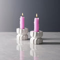 Twizzle Twist Candle Holder, Decorative Candle Holder for Table Display, Romantic Decoration, Unique Home Décor Aesthetic, Housewarming Gift, Height 2.4 inches Set of 2 - Cement