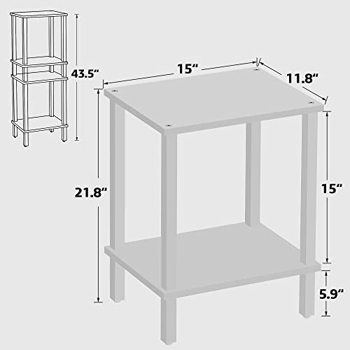 TUTOTAK End Table, Side Table, Nightstand, 2-Tier Storage Shelf, Sofa Side Table for Small Space, Living Room, Bed Room V1TB01BW034 - color: Pure White