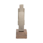 Sagebrook Home Modern Glam Abstract Sculpture - Geometric Design, Handmade Ecomix & Mango Wood, Elegant Home & Office Decor for Living Room, Bedroom & Desk, 13" Ivory Tan