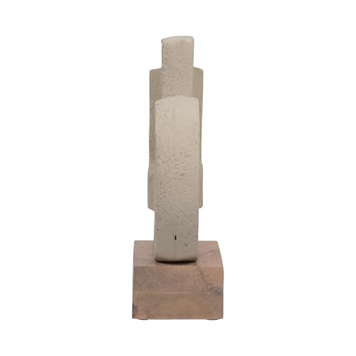 Sagebrook Home Modern Glam Abstract Sculpture - Geometric Design, Handmade Ecomix & Mango Wood, Elegant Home & Office Decor for Living Room, Bedroom & Desk, 13" Ivory Tan