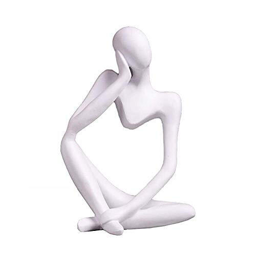 Asng Resin Thinker Style Abstract Sculpture Statue Collectible Figurines Home Office Bookshelf Desktop Decor (White,Left, Large) - color: White,left, size: Large