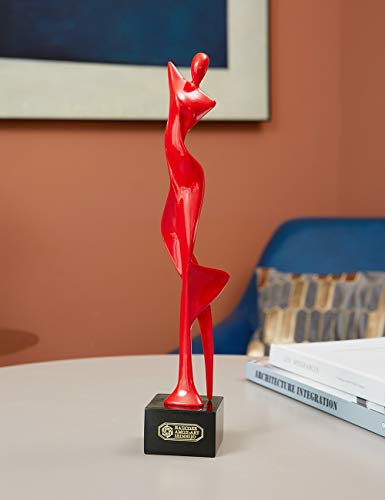 Yoga Woman Statue Figurine Lady Sculpture Home Gift Modern Decor Art for Bedroom Living Room Red 13.8 Inch - color: Red, size: Medium