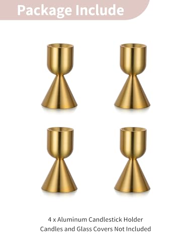 NUPTIO Candle Stick Candle Holder: Set of 4 Gold Aluminium Candlestick Holders - Brass Taper Candleholder for Fall Thanksgiving Christmas Table Fireplace Decoration - size: Style 1